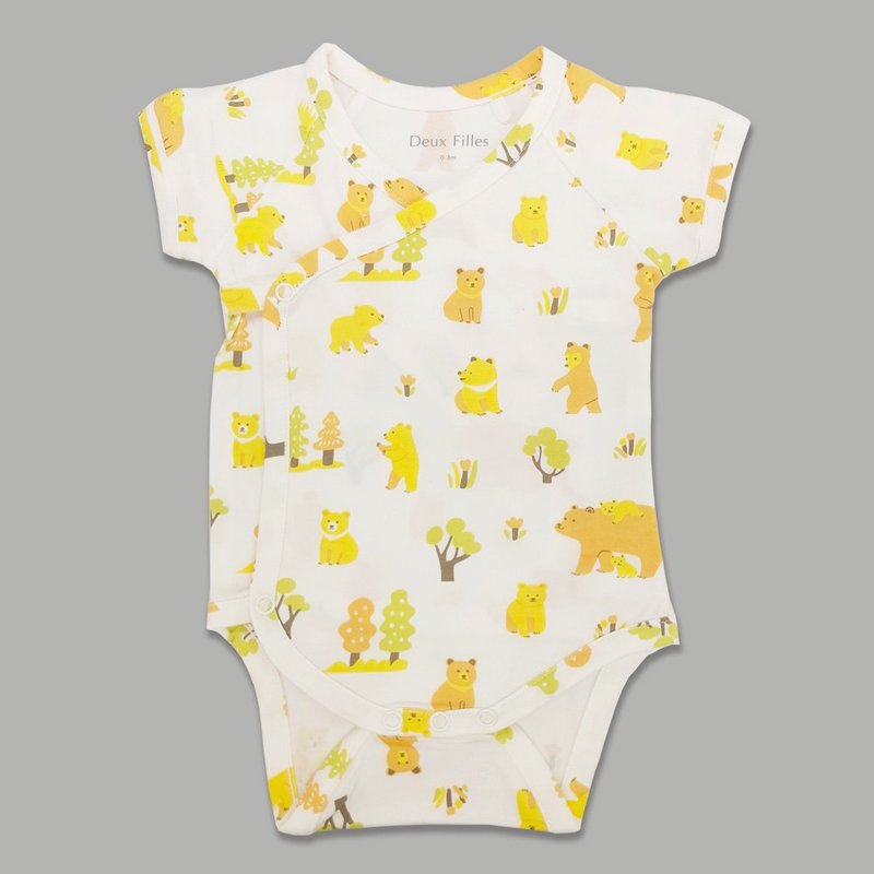 【Deux Filles有机棉】婴儿短袖侧开襟包屁衣/新生儿连身衣-熊熊 - 包屁衣/连体衣 - 棉．麻 