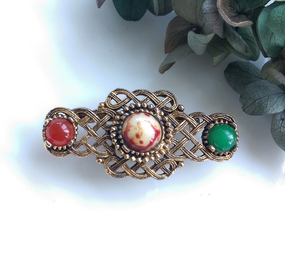 Vintage Jewelry 凯尔特 苏格兰风格 金色调 优美 别针 胸针 - 徽章/别针 - 其他材质 金色