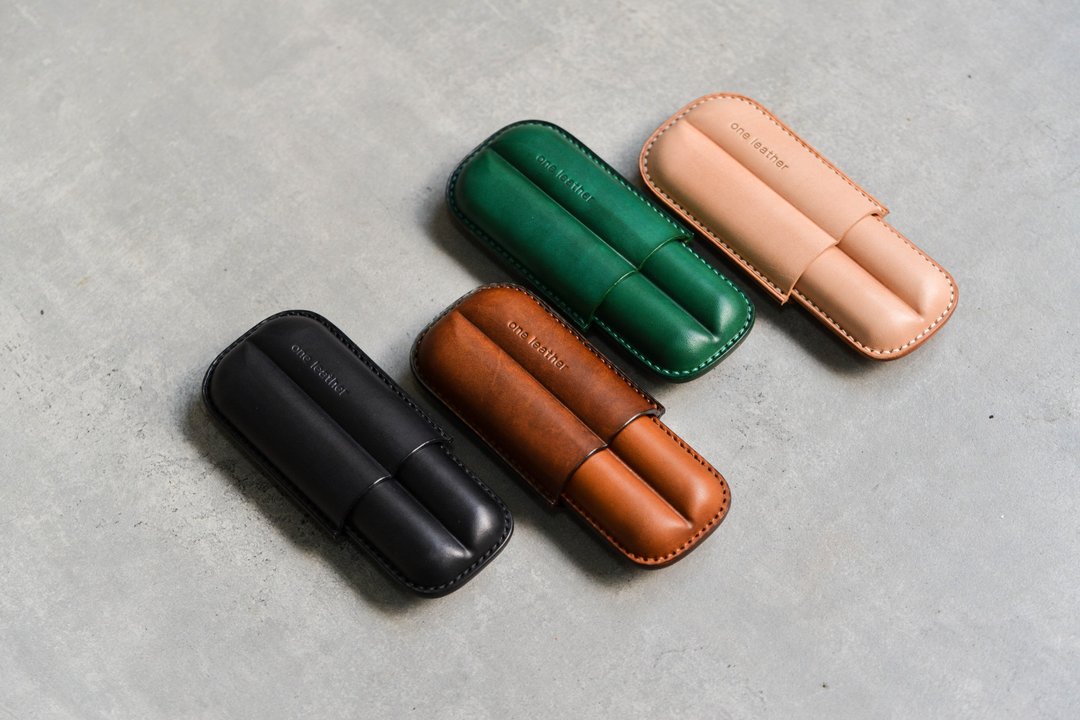 客制化礼物 one leather 一皮 手工雪茄盒两支装树羔牛皮圣诞礼物 - 收纳用品 - 真皮 咖啡色