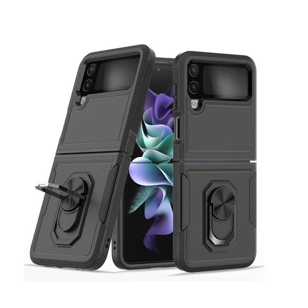 CASE SHOP SAM Z Flip 4 指环站立保护壳-黑 - 手机壳/手机套 - 其他材质 黑色