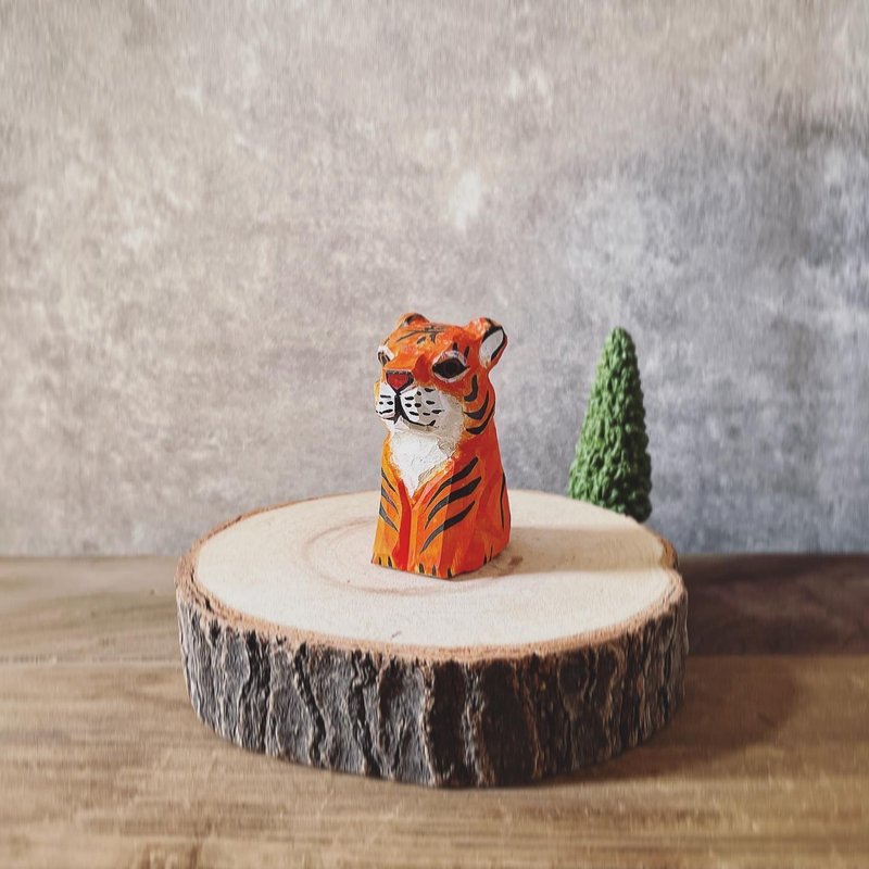 森林动物 | 老虎 手工木雕钥匙圈/吊饰/挂绳/麂皮项链吊绳 - 钥匙链/钥匙包 - 木头 