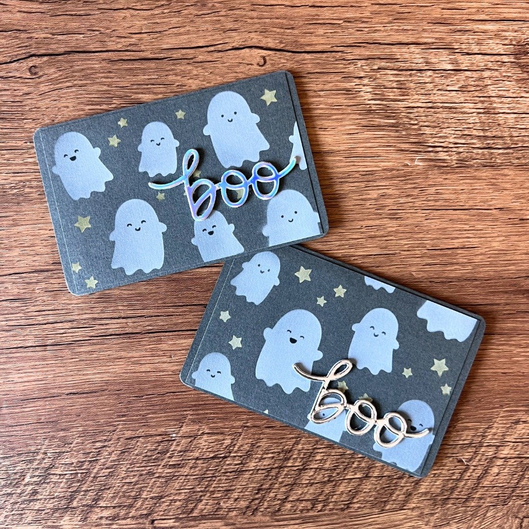 boo 鬼鬼 迷你 万圣节卡 秋天卡 - 卡片/明信片 - 纸 黑色