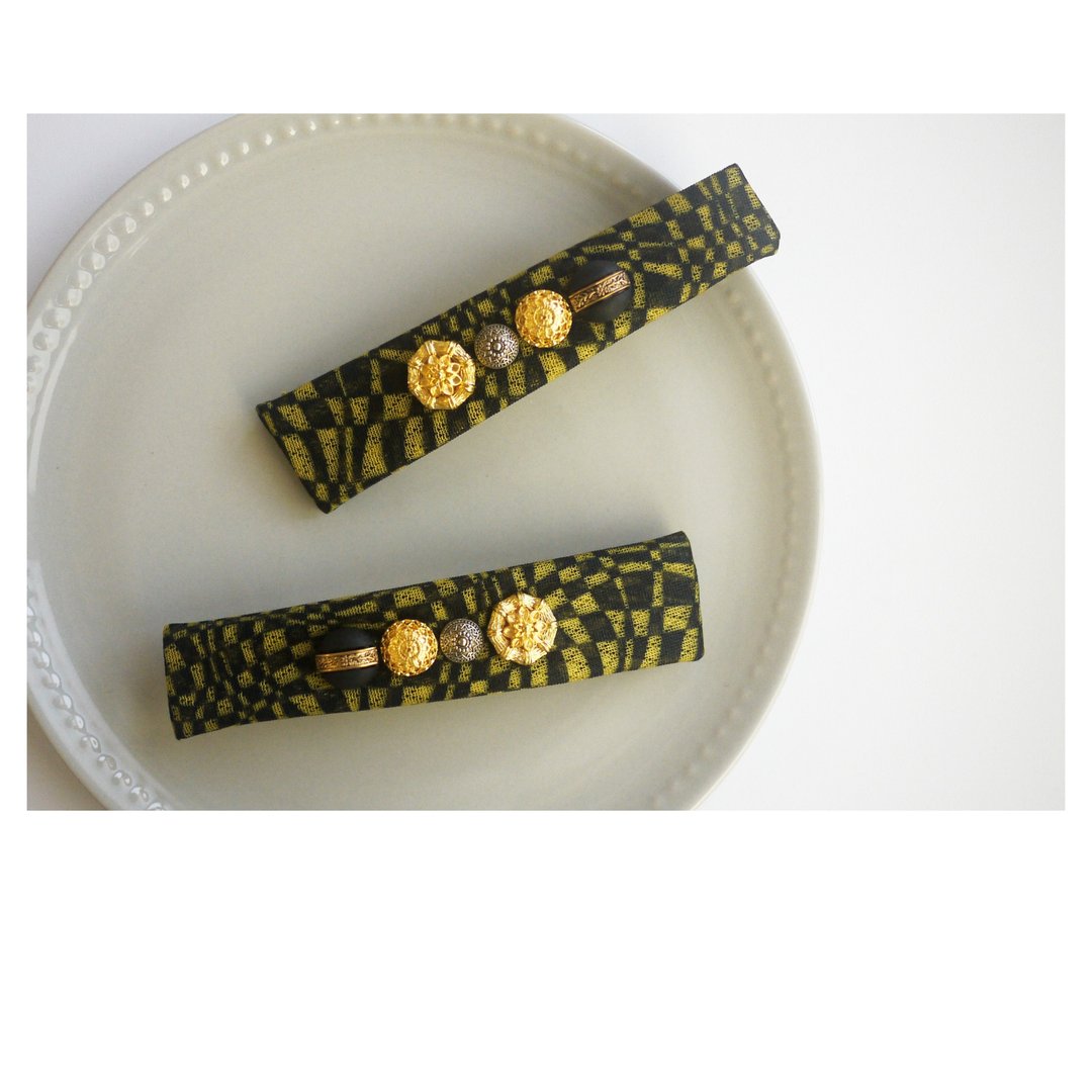 复古纹章发夹 | 细工发饰 | 法式弹簧夹 | hair clip - 发饰 - 其他材质 多色