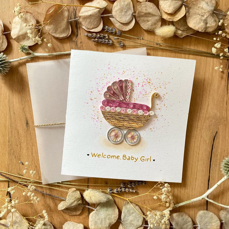 贺卡 - 婴儿卡 - 欢迎女婴 - 卡片/明信片 - 纸 多色