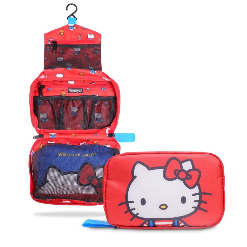 murmur旅行收纳三折盥洗包 | hello kitty(经典红) - 化妆包/杂物包 - 聚酯纤维 红色