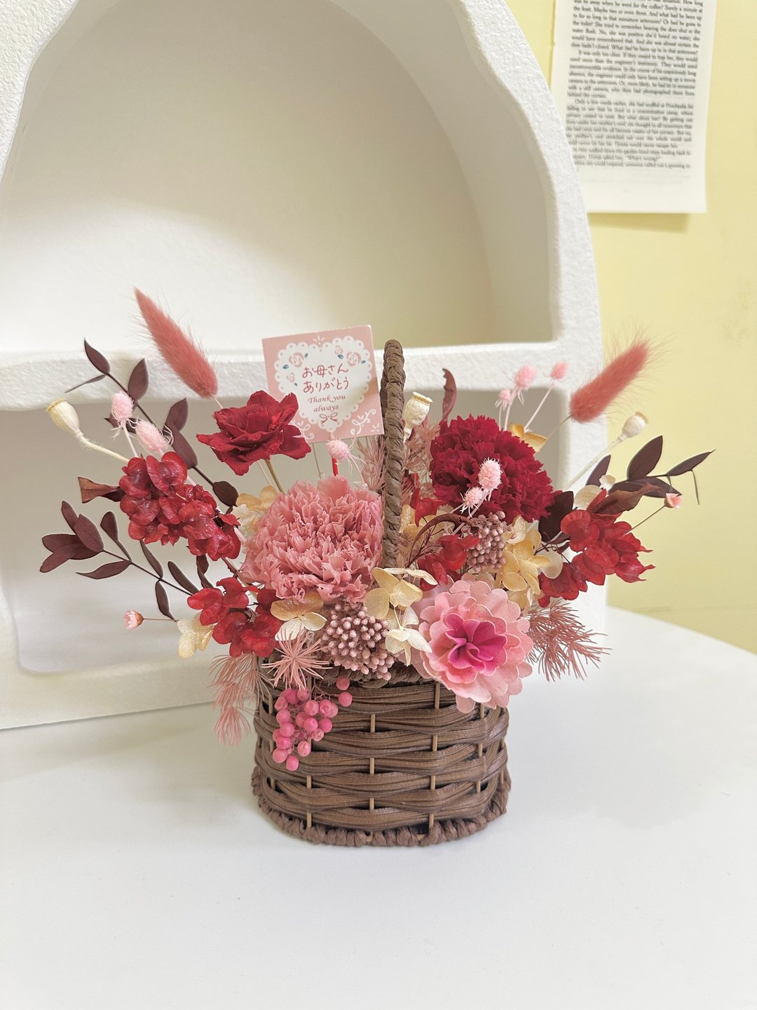 【祝贺花礼】永生康乃馨花篮 开幕祝贺 新居落成 手提花篮 - 干燥花/捧花 - 植物．花 