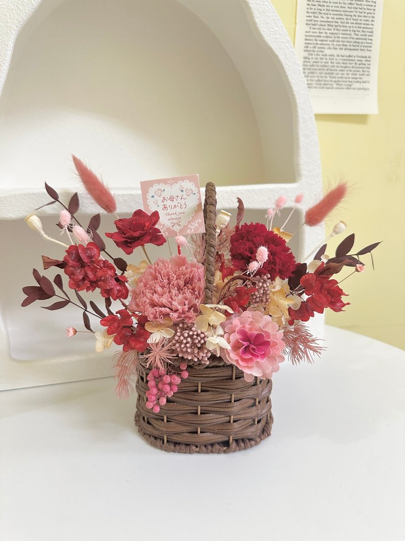 【祝贺花礼】永生康乃馨花篮 开幕祝贺 新居落成 手提花篮 - 干燥花/捧花 - 植物．花 