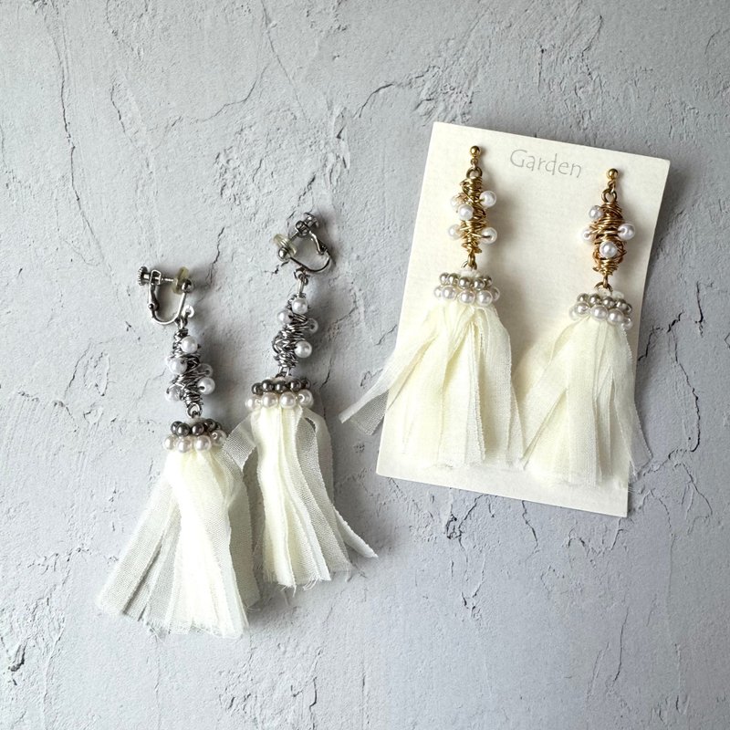 【SALE】2色 fusako - 耳环/耳夹 - 珍珠 白色