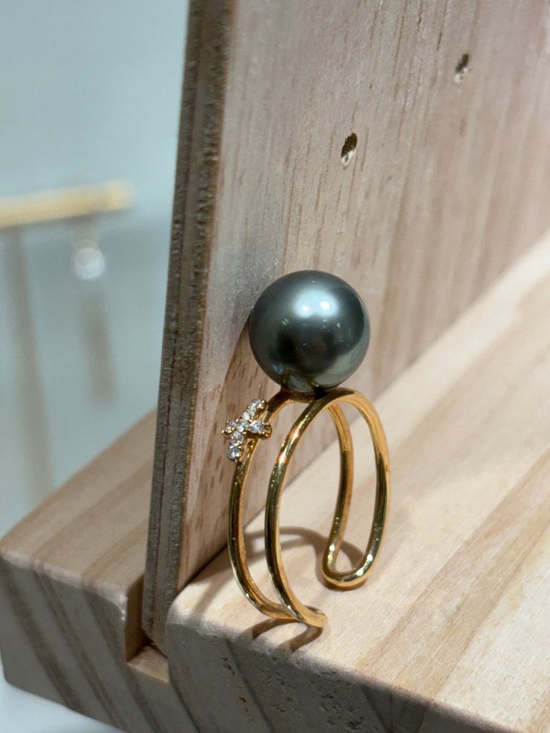 18k金黑珍珠简约时尚戒指 - 戒指 - 珍珠 