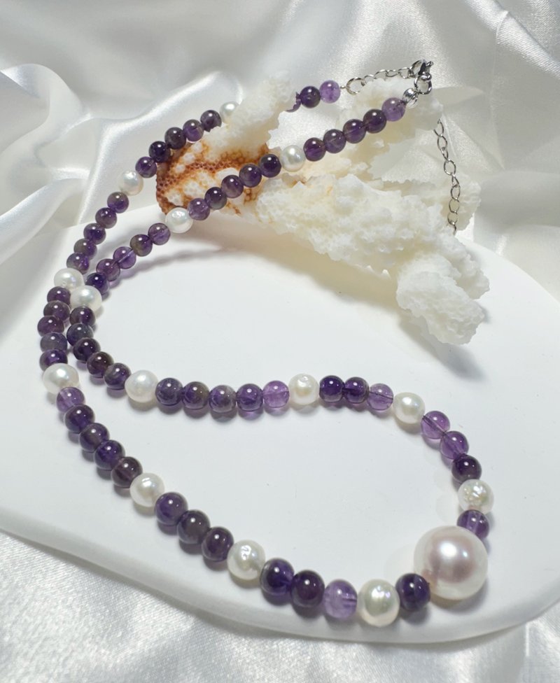 【FONG】月雾星潮 - 紫水晶 × 淡水珍珠能量项链 - 项链 - 水晶 