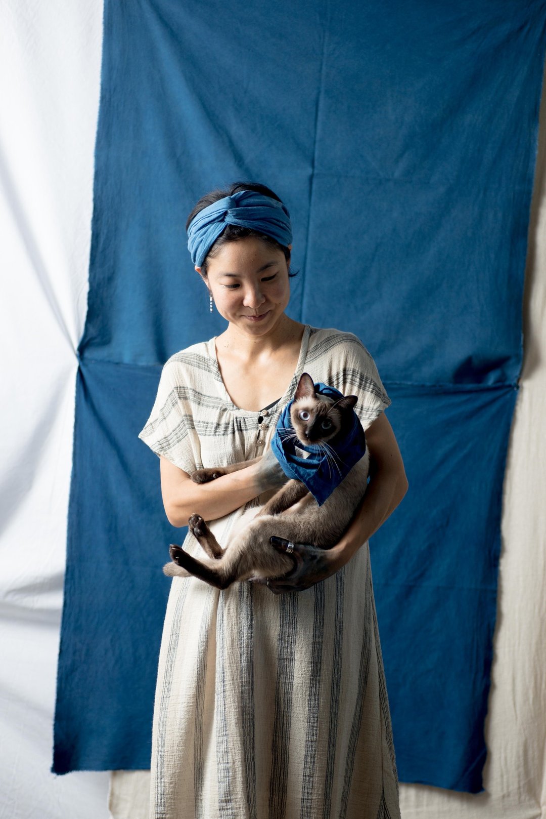 the 6 buttons dress | Indigo dyed mix natural color linen | - 洋装/连衣裙 - 棉 蓝色
