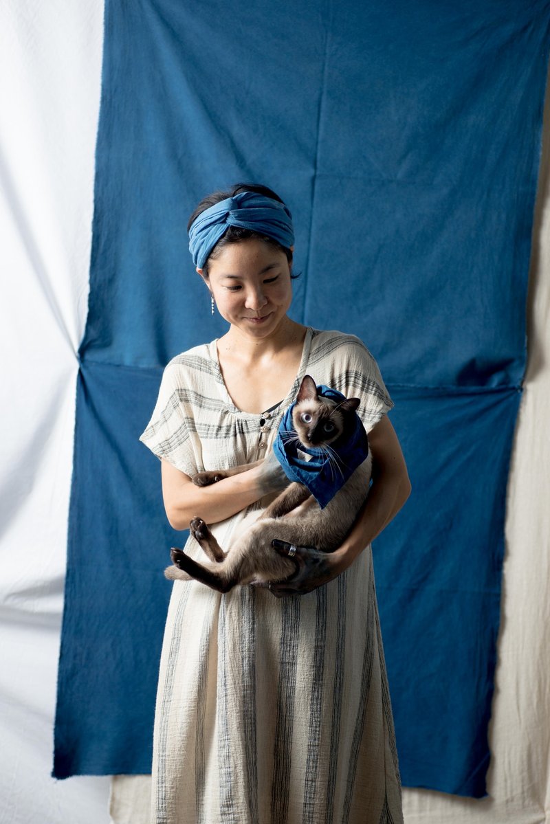 the 6 buttons dress | Indigo dyed mix natural color linen | - 洋装/连衣裙 - 棉．麻 蓝色