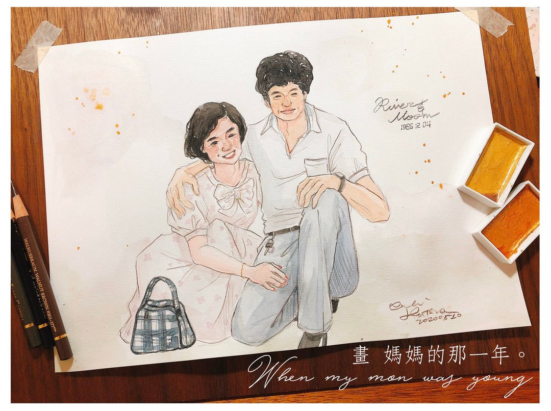 画妈妈的那一年 母亲节 黄金年华 似颜绘 水彩手绘 附赠原稿画框 - 订制画像 - 纸 
