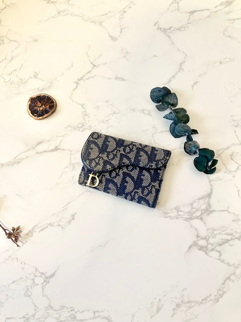 【LA LUNE】日本中古Dior Monogram 老花短银包款锁匙包 - 其他 - 人造皮革 蓝色