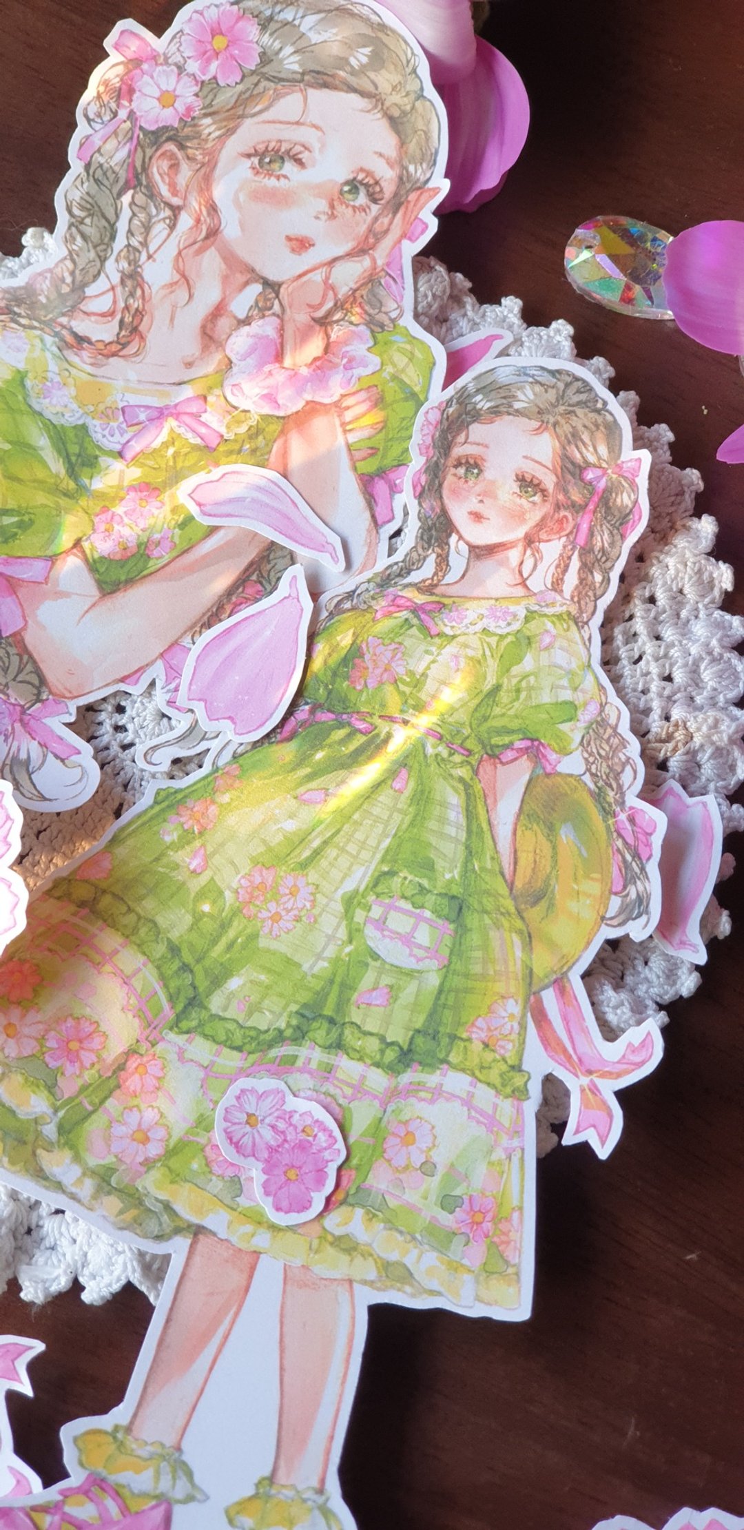 宇宙女孩 INS 风贴纸 - 贴纸 - 纸 绿色