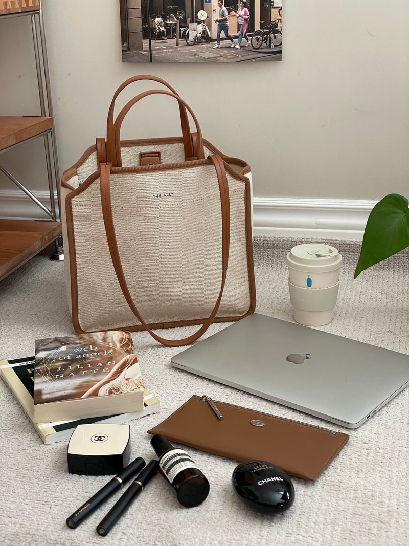 韩国 The Ally | LARGE DANA BAG | 大 | 啡色 | 手袋 单肩包 - 手提包/手提袋 - 棉．麻 咖啡色