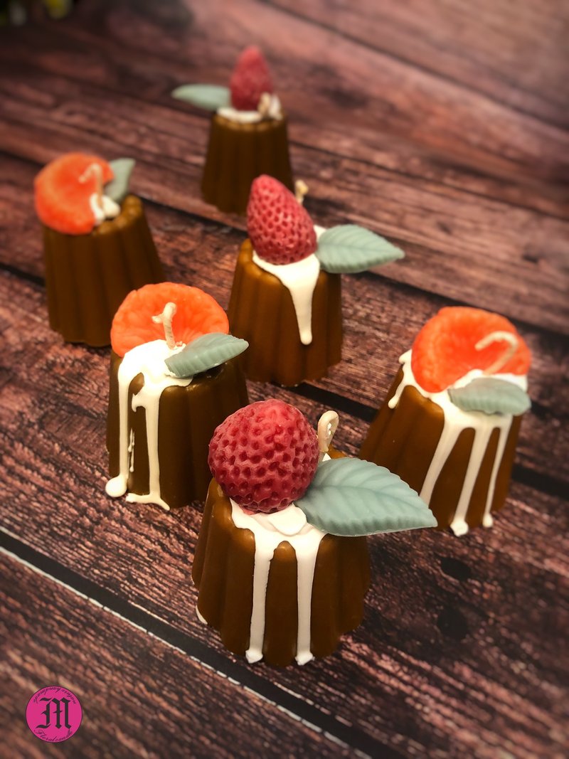 甜滋滋可丽露蜡烛 2个一组草莓及橘子 - 香薰/精油/线香 - 其他材质 粉红色