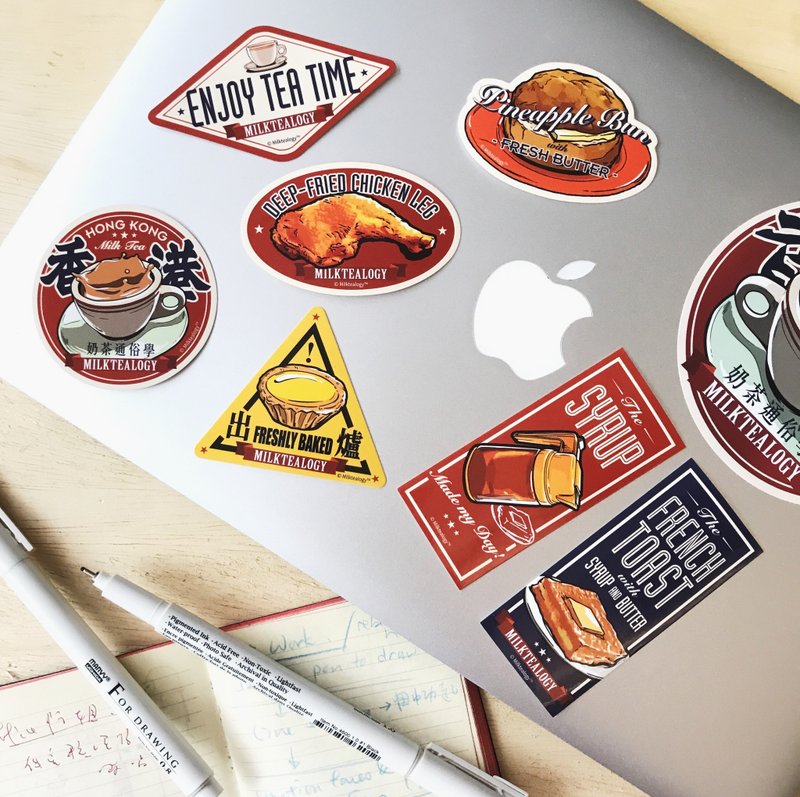 防水中贴纸组(7入) 茶记美食 - 贴纸 - 防水材质 多色