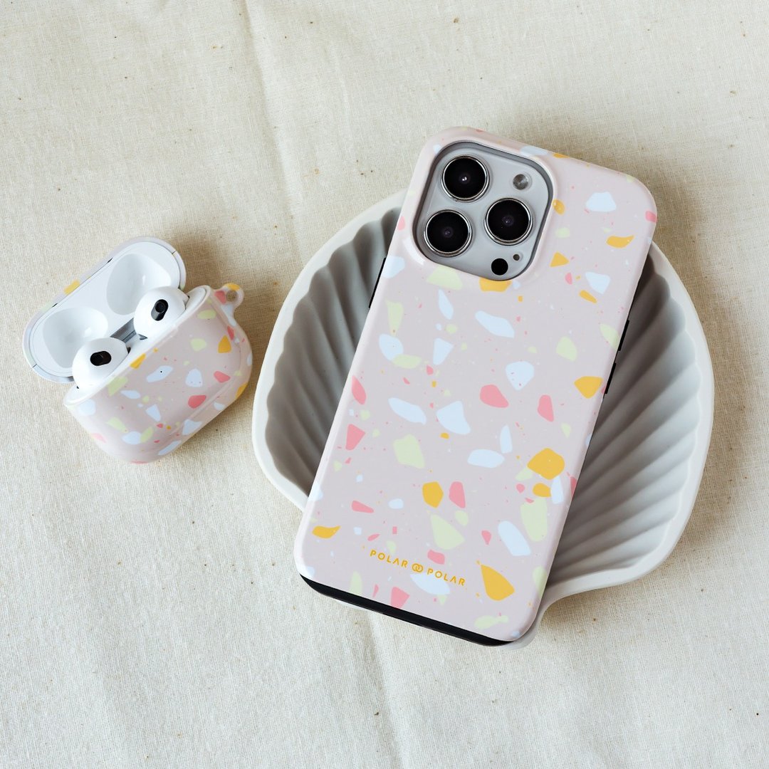 米色水磨石 iPhone 17/16/15/14/13/12 MagSafe 磁吸手机壳 - 手机壳/手机套 - 塑料 