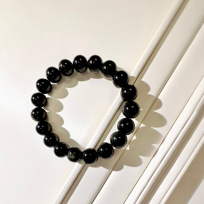 黑曜石手链/宝石 水晶手链 手串 情侣手链 防小人 手环 改善睡眠 - 手链/手环 - 半宝石 黑色