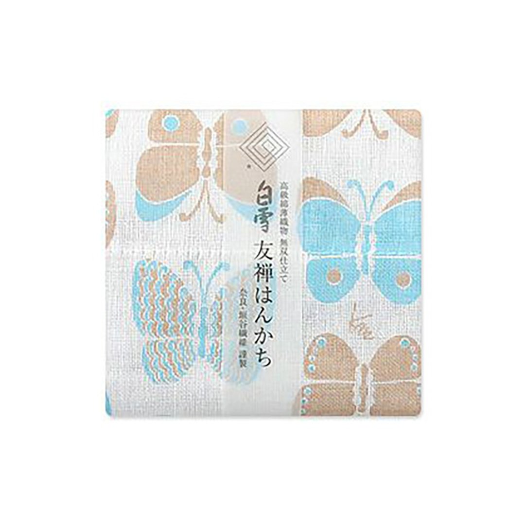 京友禅染手帕 / 蝶 蓝色 - 手帕/方巾 - 棉 蓝色