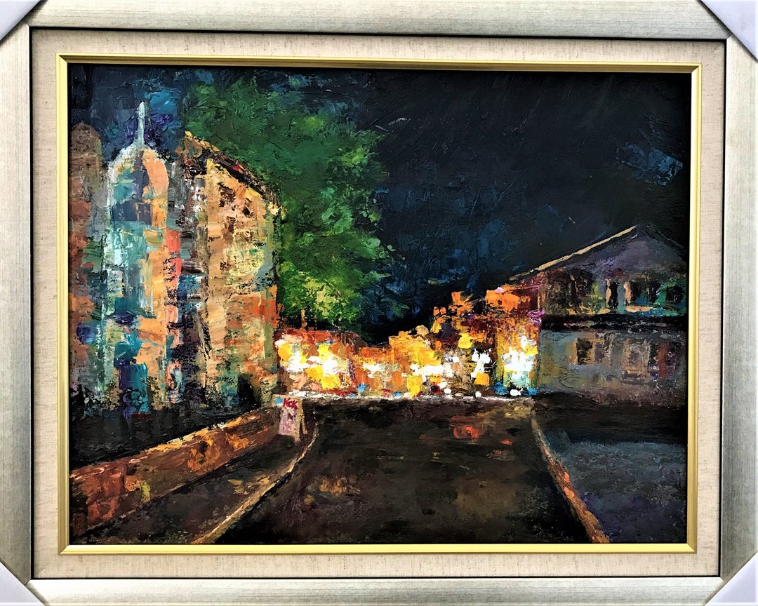 古城夜色 手绘油画创作 挂画 壁画 装饰画 背景墙画 欧式油画 - 海报/装饰画/版画 - 棉 多色