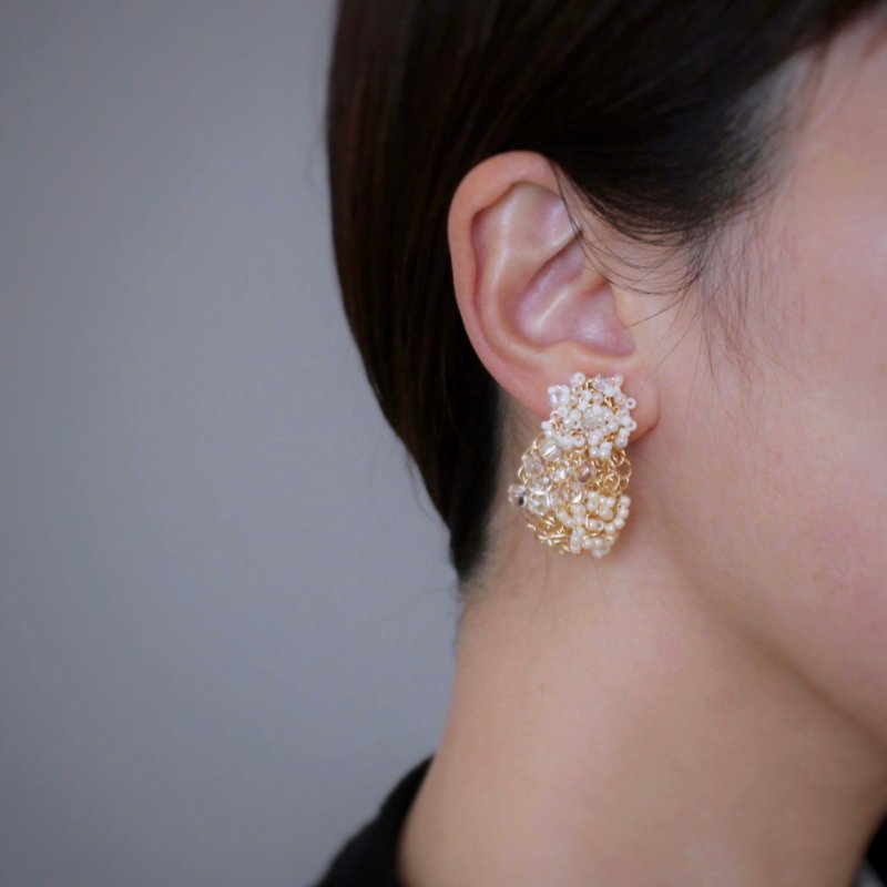 kumo | 耳畔绽放的云光 - 耳环/耳夹 - 其他金属 金色