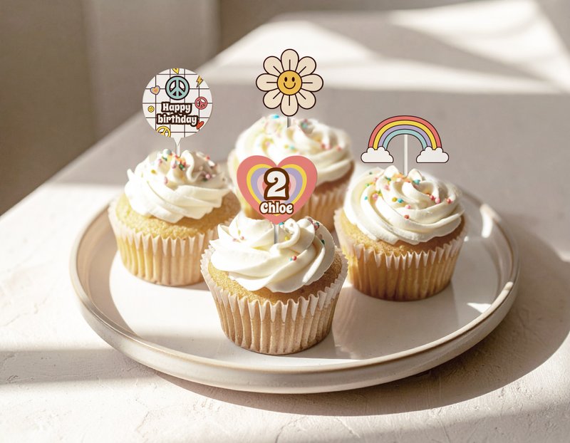 【定制】花花彩虹蛋糕插卡 | 派对 | 生日 | 纪念日 |布置 - 其他 - 其他材质 多色