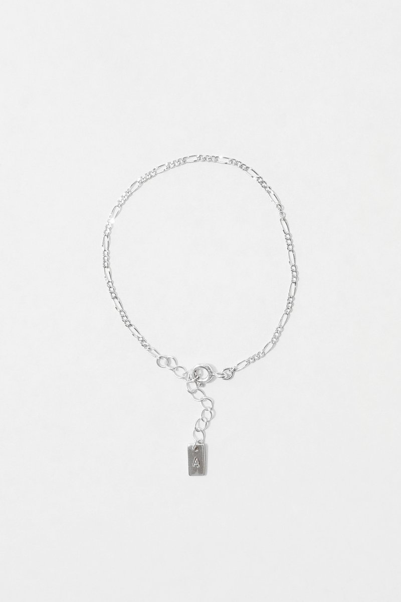 Name Tag Bracelet 字母小片片手链 七夕 情人节 圣诞 交换礼物 - 手链/手环 - 纯银 银色