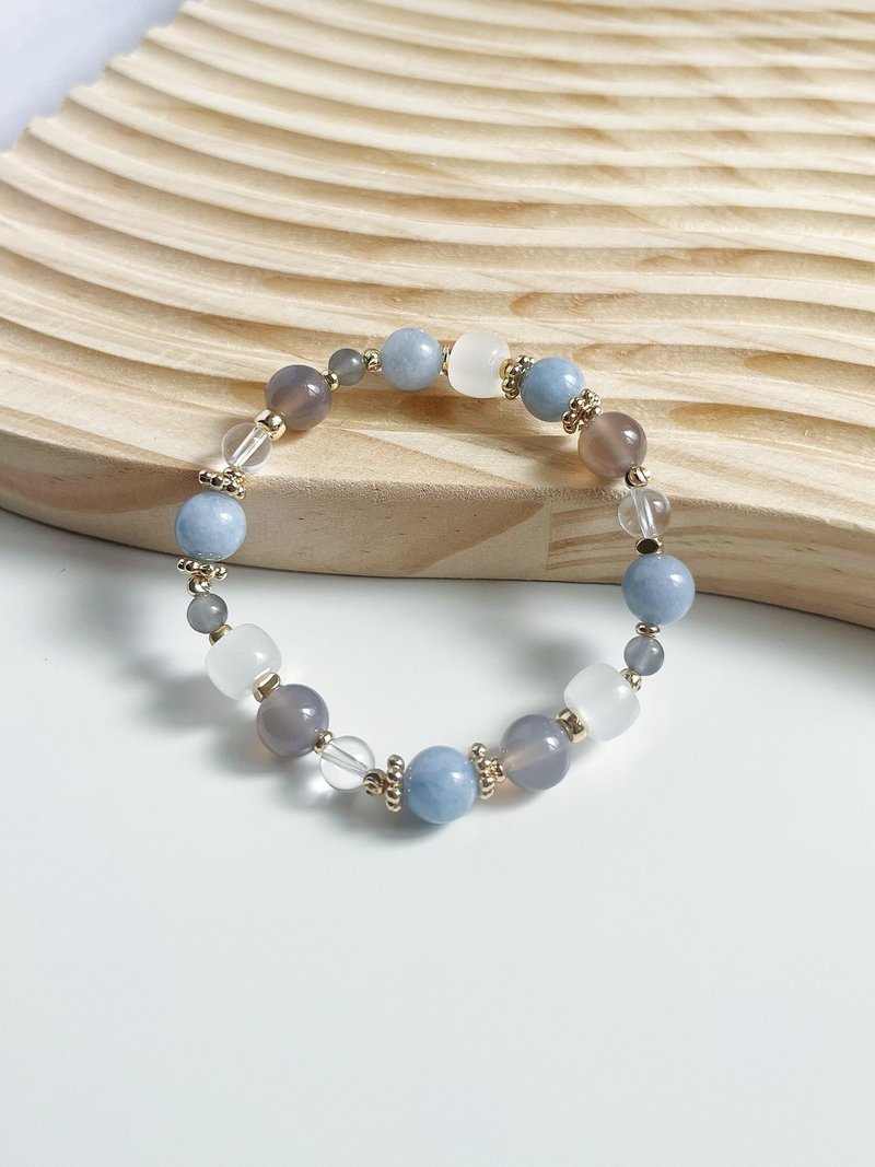 Sosii | 平衡 专注力 记忆力 净化 | C24花款-空 | 天然水晶手链 - 手链/手环 - 水晶 蓝色