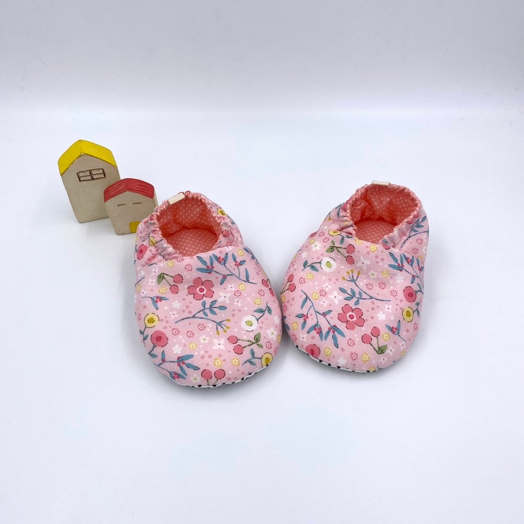 枝条小粉花-初步鞋/成长鞋/漫步鞋 - 婴儿鞋 - 棉 粉红色