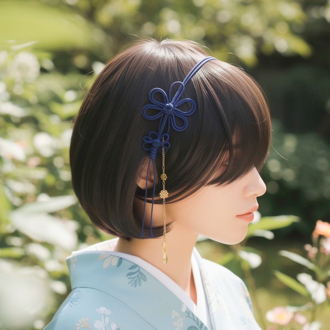 绳结发箍 系紧时光【轻巧・简便】浴衣、和服，日常亦适用。 - 发带/发箍 - 玻璃 蓝色