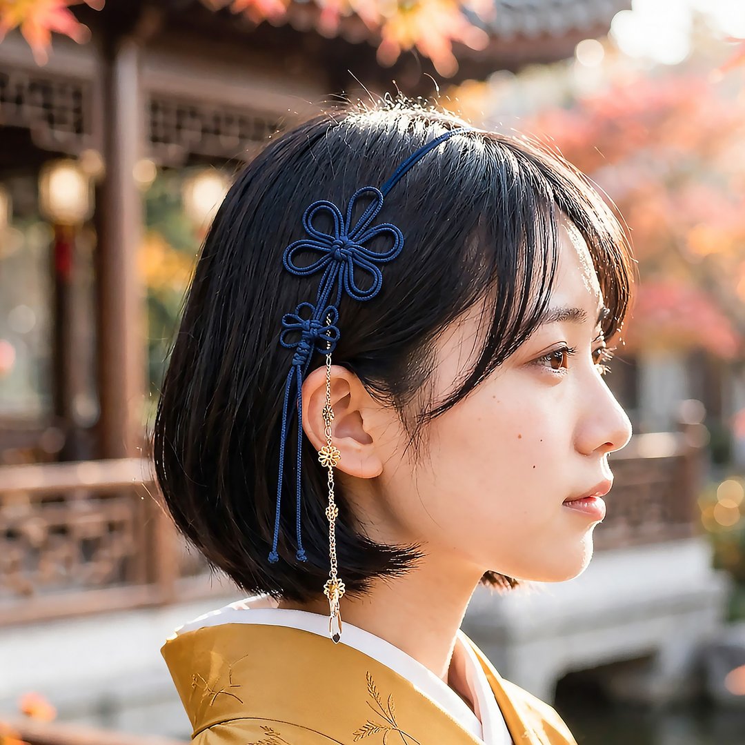绳结发箍 系紧时光【轻巧・简便】浴衣、和服，日常亦适用。 - 发带/发箍 - 玻璃 蓝色