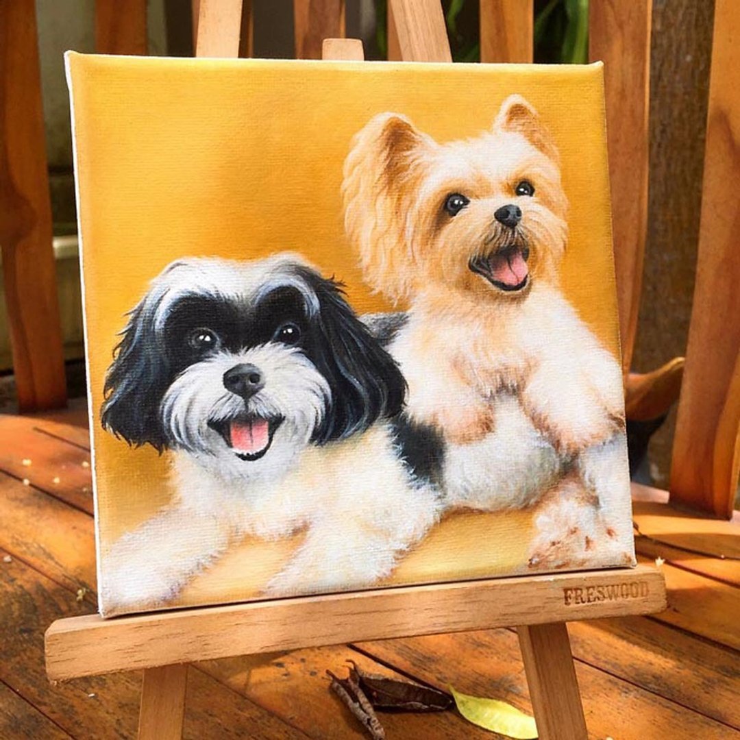 宠物订制肖像画袖珍油画。纪念缅怀动物鸟兔子仓鼠猫狗画像收藏。 - 海报/装饰画/版画 - 棉 