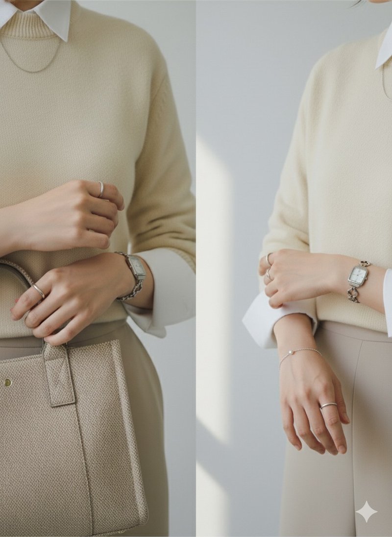 SEIKO日本精工_方形手动上链机械表 花朵链带 - 女表 - 其他金属 银色