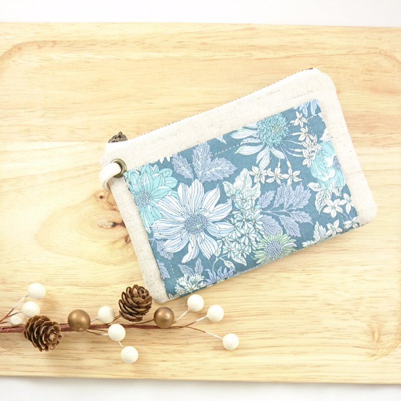 【多功能零钱包FXS】巴黎花海 - 零钱包 - 棉．麻 蓝色