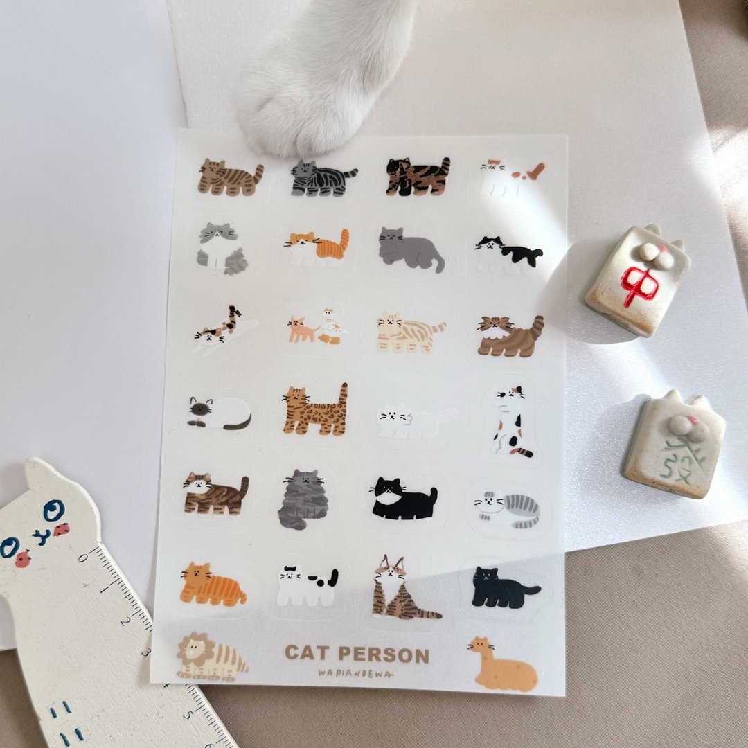 满满的猫 Cat person - 透明防水割型贴纸 - 贴纸 - 纸 多色