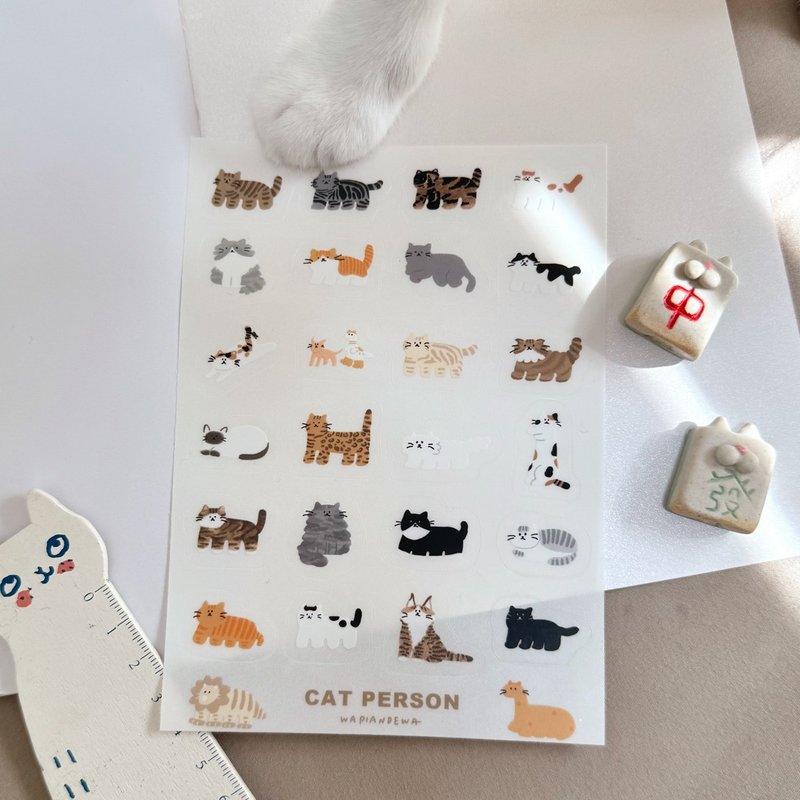 满满的猫 Cat person - 透明防水割型贴纸 - 贴纸 - 纸 多色