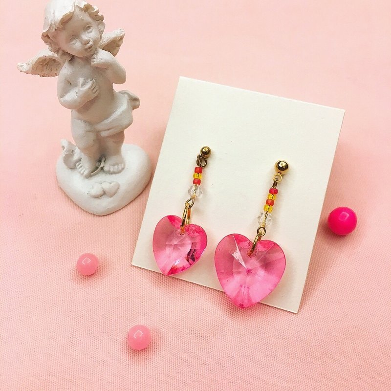 梦幻少女系 原宿风钻石耳针耳环 - 耳环/耳夹 - 塑料 多色