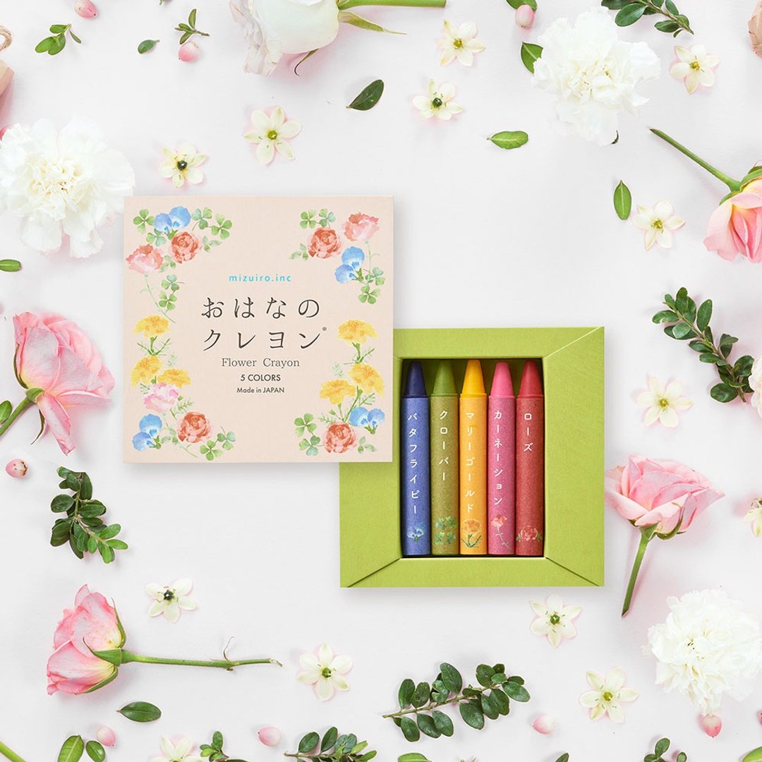 【mizuiro】日本花草制无毒环保蜡笔 (5 色) - 儿童绘本/图书 - 植物．花 多色