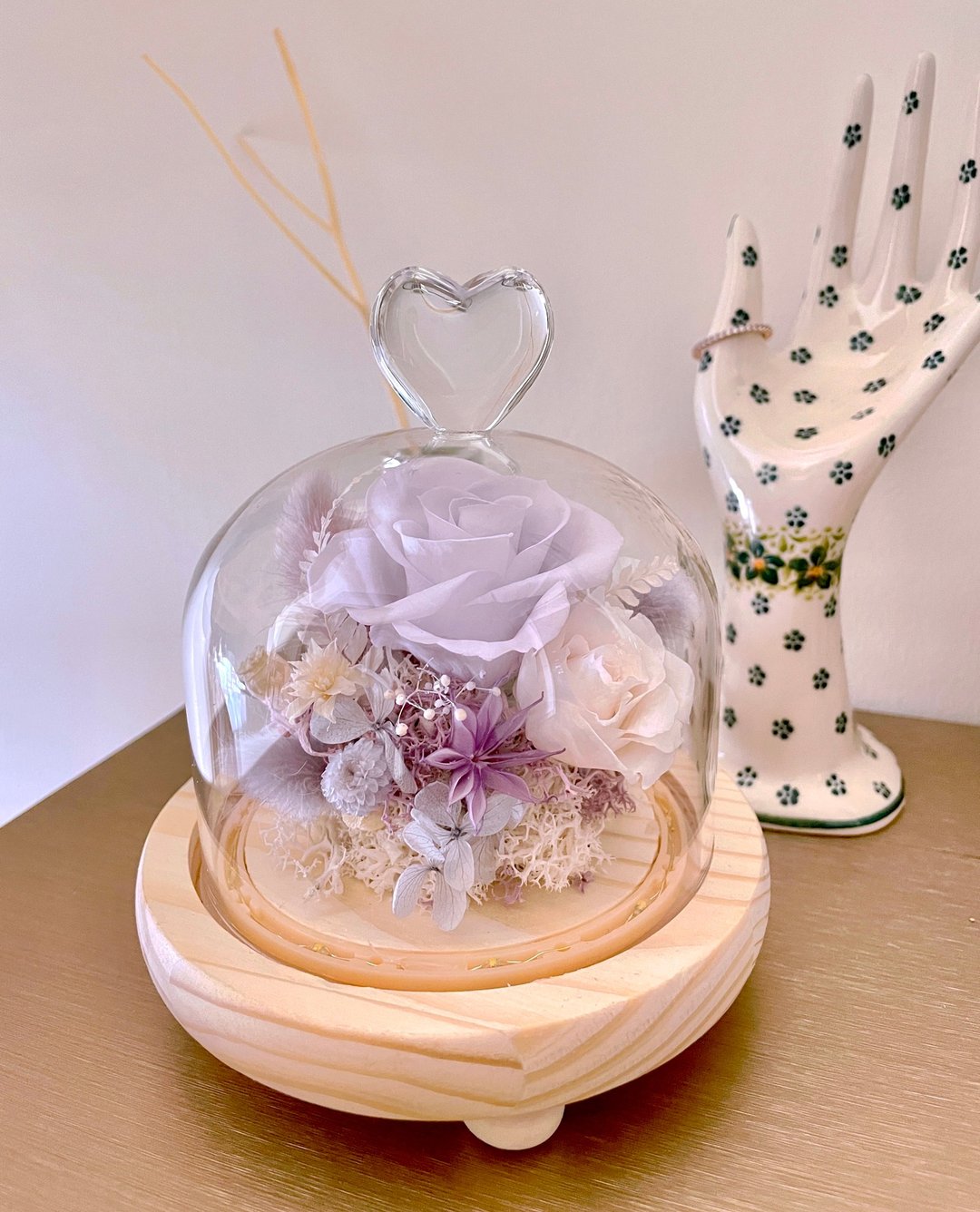 【接单订制】永生花玻璃钟罩/有槽灯/小-办公室/居家摆饰、节日礼 - 干燥花/捧花 - 植物．花 紫色