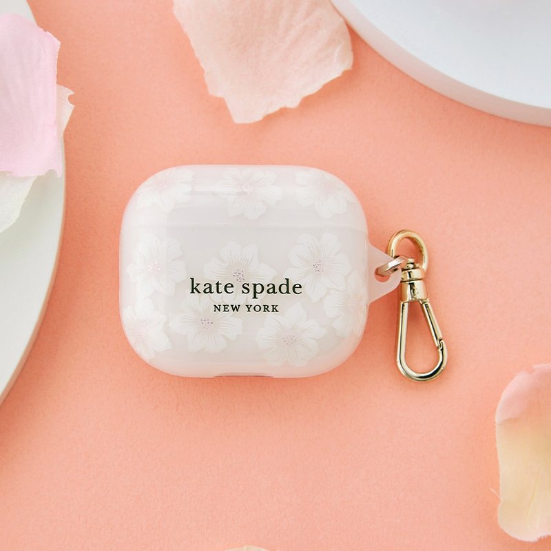 【kate spade】AirPods 3 精品耳机套 经典蜀葵 - 耳机收纳 - 塑料 白色