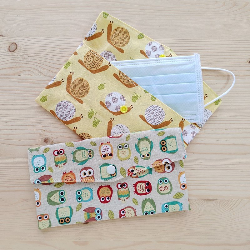 信封式口罩收纳袋 - 口罩 - 棉．麻 蓝色