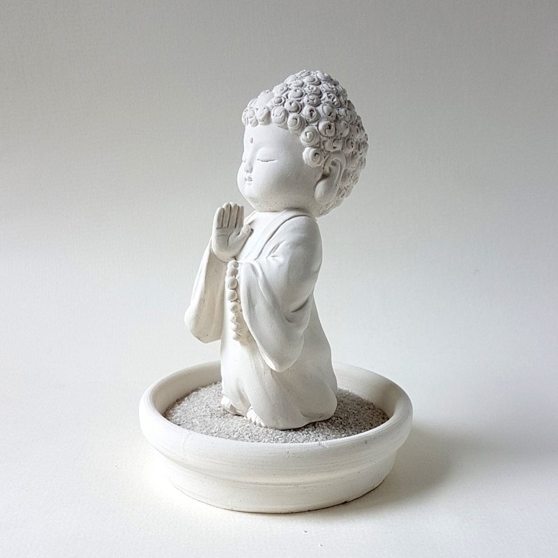 母亲节佳礼净念吉祥小沙弥之初心  小盘套组 扩香套组 居家香氛 - 香薰/精油/线香 - 其他材质 白色