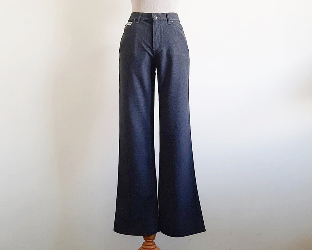 KRIZIA JEANS 复古灰色喇叭裤 女款 S 小尺码 - 男士长裤 - 聚酯纤维 灰色
