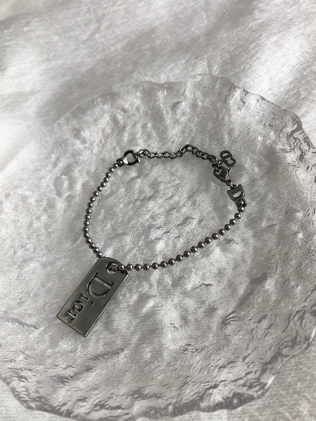 【日本直送 名牌中古包】Christian Dior 迪奥 手链 银色 标志饰牌 vintage 古董 xrmcpn - 手链/手环 - 其他材质 银色