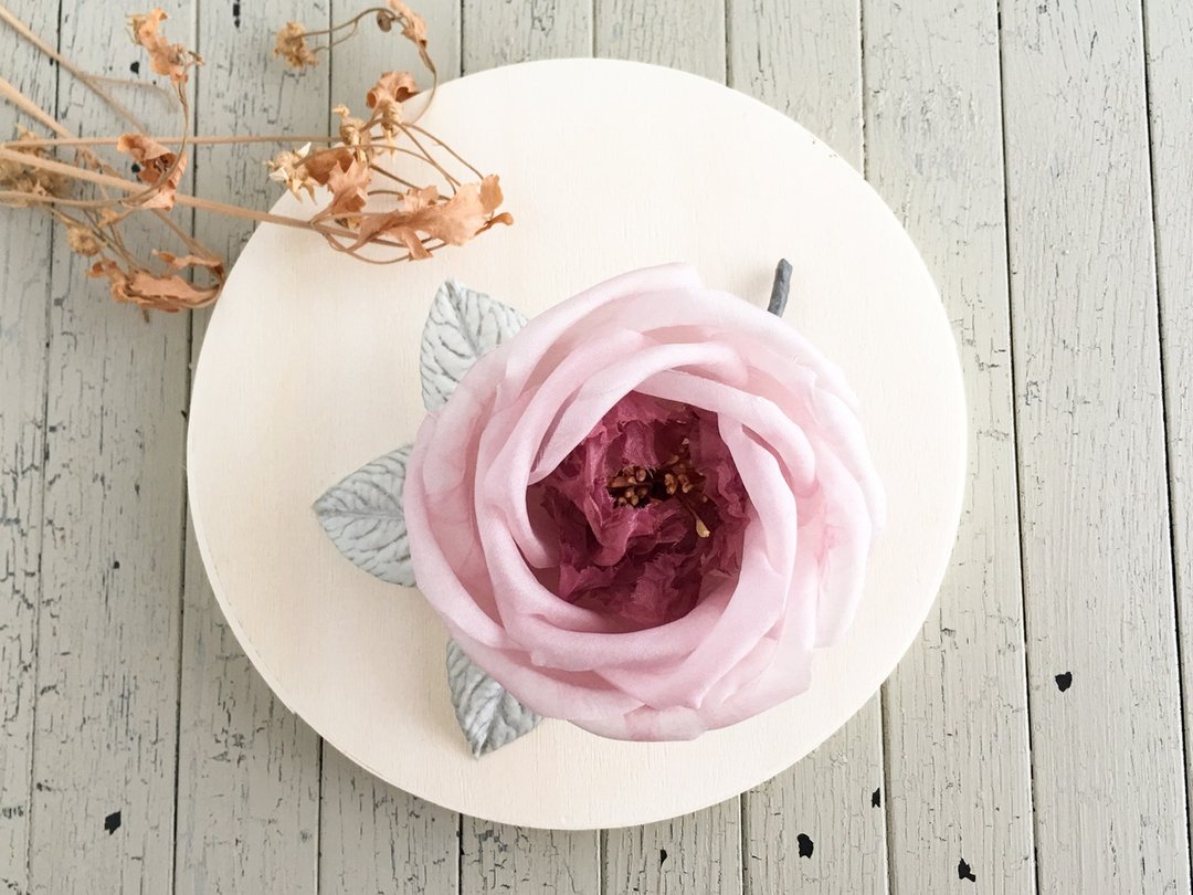 Corsage: English Rose Pink - 胸针 - 丝．绢 粉红色