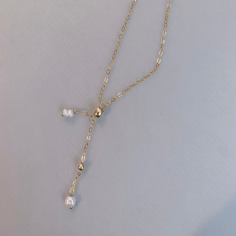 14K包金珍珠项链_ Gigi 14KGF necklace - 项链 - 珍珠 白色