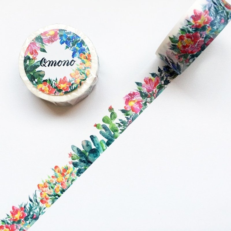 Qmono x Untamed Little Wolf 原创纸胶带【花开(QMT-WF01)】 - 纸胶带 - 纸 多色