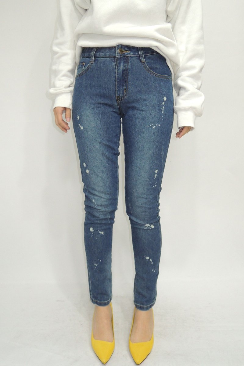 -鷄母坞-特价合腿舒适版型波漆牛仔长裤 - 女装长裤 - 棉．麻 蓝色